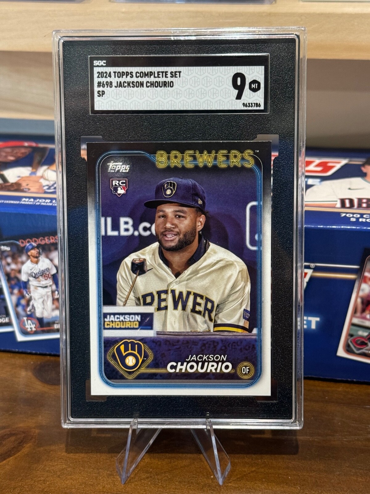 2024 Topps - #698 Jackson Chourio SP Image Variation (RC) SGC 9 MT - Rookie