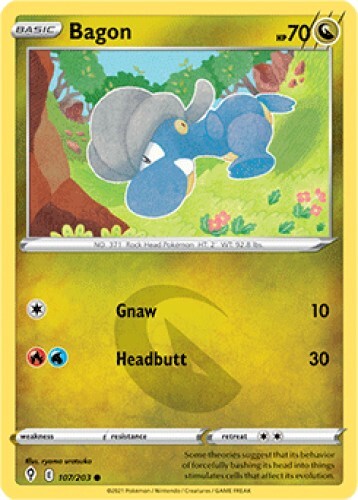 Bagon 107/203 Pokemon TCG Dragon Type Card