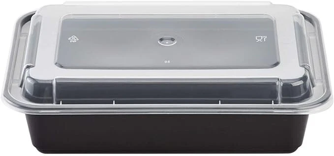 Contenedores negros de plástico para preparar comidas de 38 oz con tapas aptos para microondas SIN BPA Foto 2 de 4