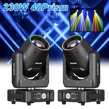 2pcs 230W Moving Head Beam GOBO 48Prism DMX512 Party DJ Stage Lighting w/Rainbow