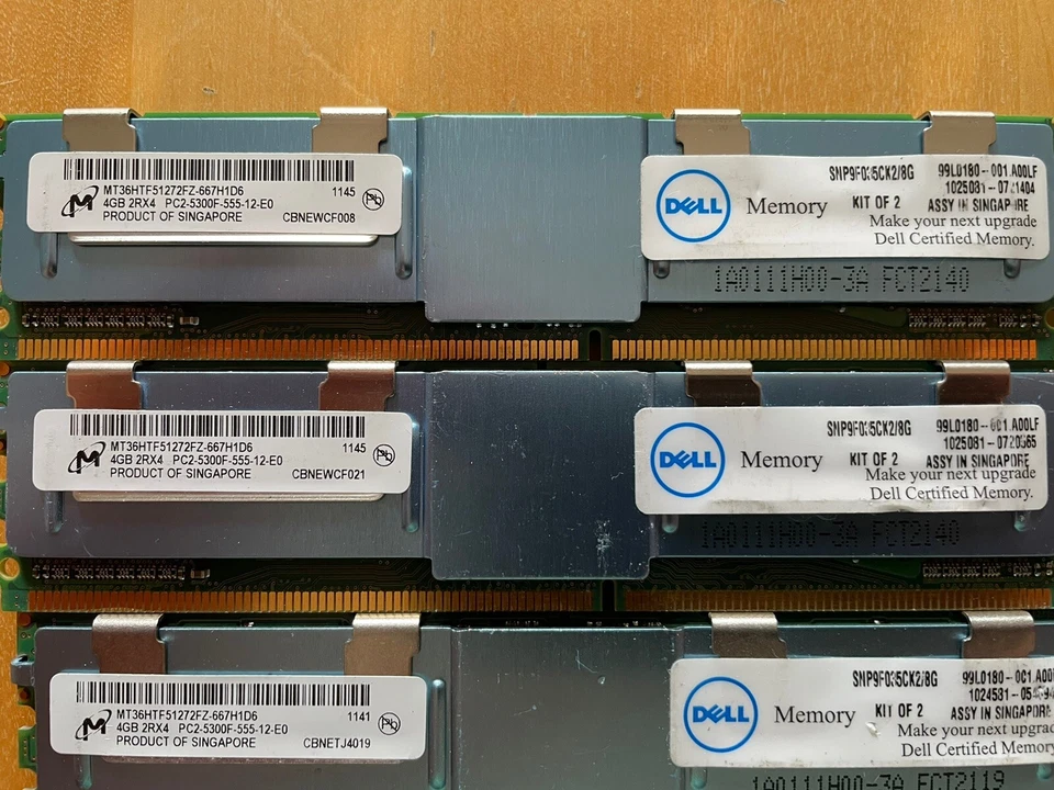 DELL Micron 4GB PC2 5300F 555 DIMM DDR2 MT36HTF51272FZ667H1D6 Server - Immagine 2 di 4