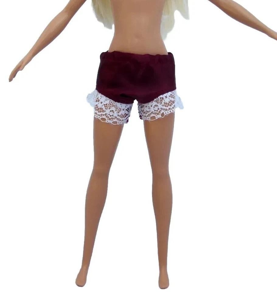 Lingerie Nightwear Maroon Shorts Panties Outfit Fits 11.5" Girl Fashion Doll 1:6 - Image 2 of 4