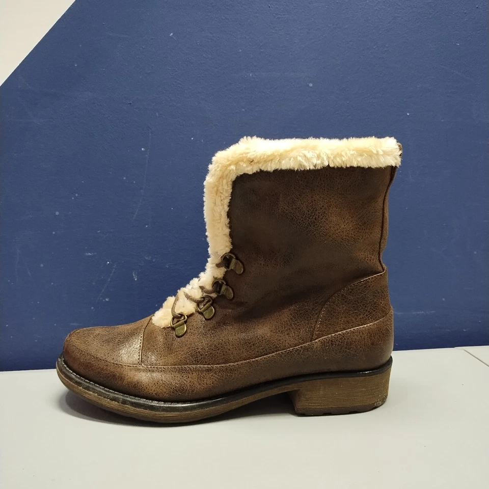 Botines Baretraps Sindee para mujer EE. UU. 7,5 M cuero marrón imitación piel forrados con cordones Foto 4 de 4