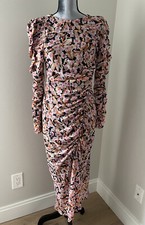 Zara Womens Midi Floral Ruching Dress Size L