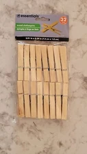 Wooden Laundry Wood Clothespins Clothes Pins Large Springs Regular 32 Pieces New