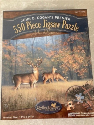 John Cogan's 550 Piece Puzzle Deer Buck Autumn Glory 18  x 24  NEW SEALED