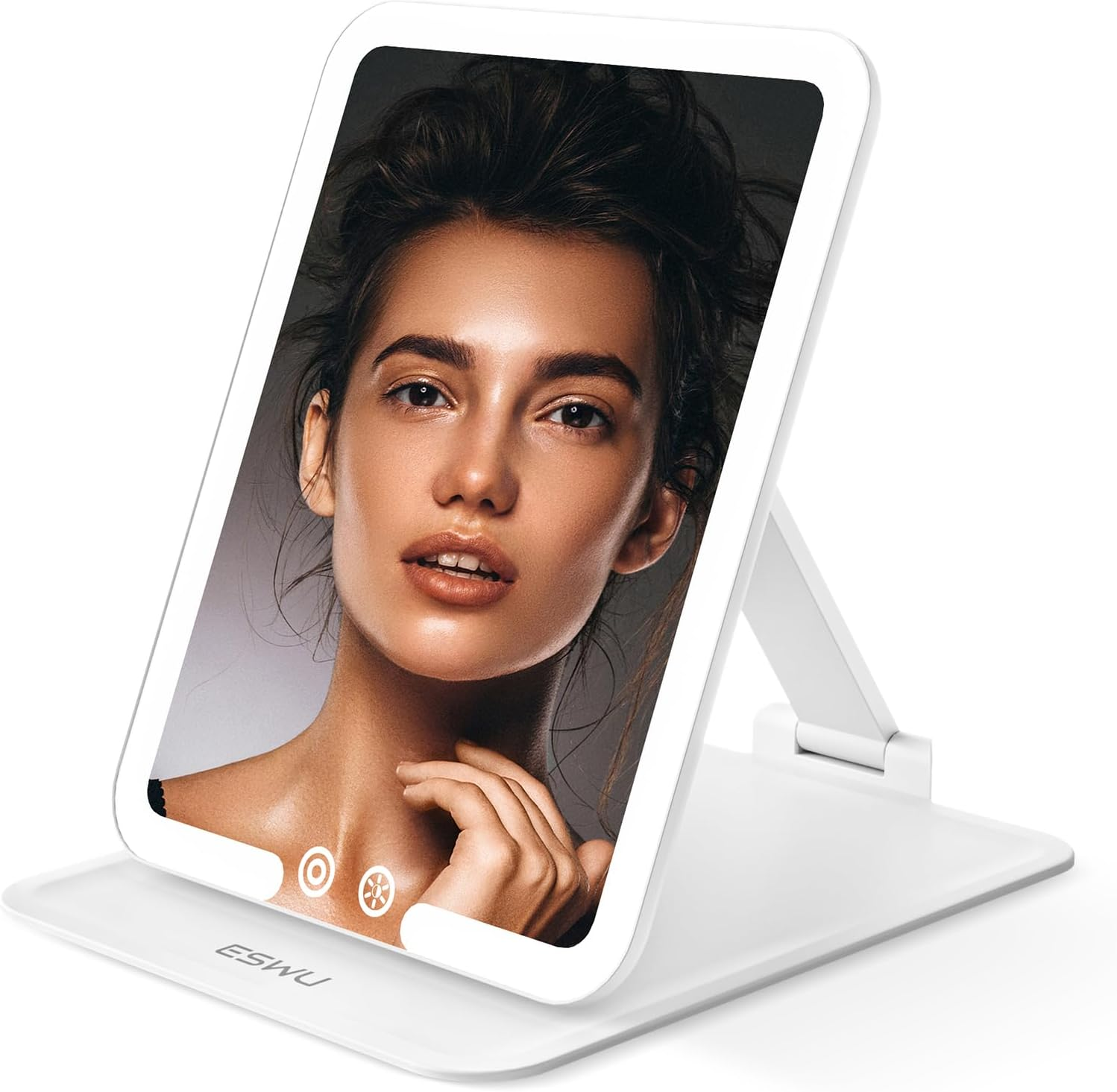 Portable Travel Makeup Mirror with LED Light, Folding Design-image