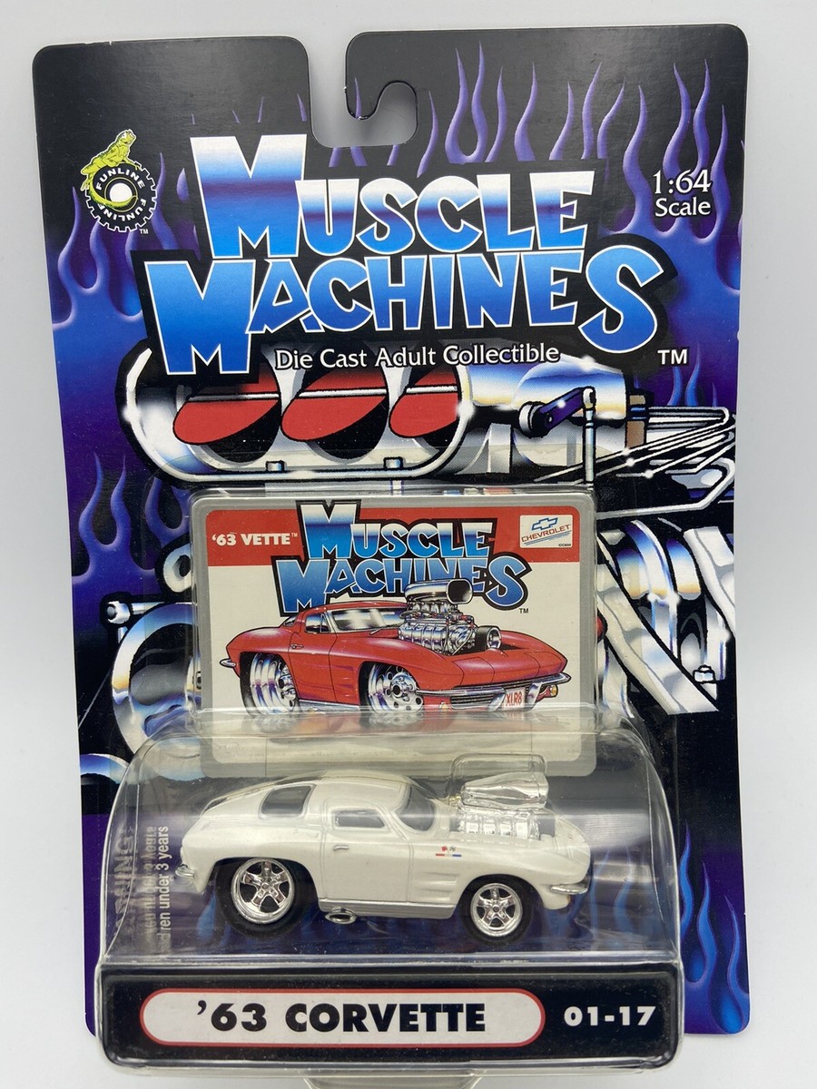 Muscle Machines 1963 Corvette 01-17 White 1/64 Scale FREE SHIPPING