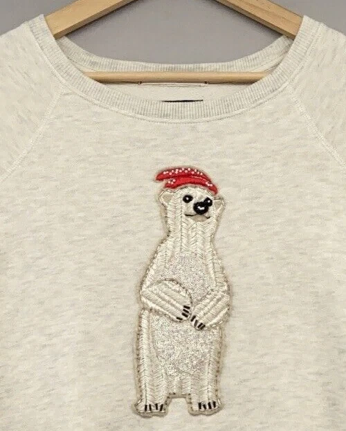 American Eagle Oso Polar Lentejuelas Sudadera Mujer MEDIANA Invierno Vacaciones-Regalo Foto 2 de 4