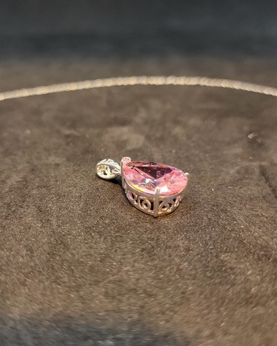 Pink Topaz Teardrop Pendant - Picture 3 of 6