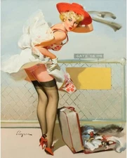 Pin-Up Art  Sexy Vintage Type Girl  Excellent Condition  APROX 6" by 4'
