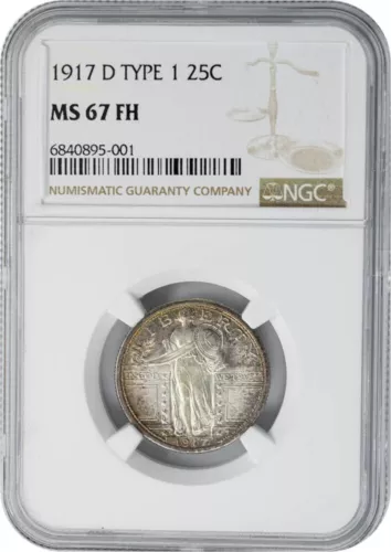 1917-D Standing Liberty Quarter 25c Type 1 MS67 FH NGC 948901-4