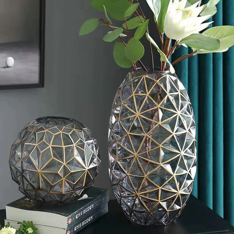 Modern Glass Vase Luxury Flower Vase Ornament Decor