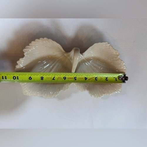 Lenox Porcelain Double Leaf Candy Nut Dish with Handle Ivory - Made in U.S.A - 第 9/11 張圖片