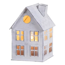 Tin House 9-Inch Jar Candle Holder Rustic White Wash Christmas Village Decor