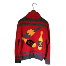 Paul Smith Red  100% wool Bowling Motif Sweater Size L