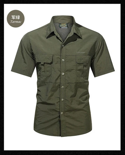 Camiseta táctica de manga corta del ejército militar para hombre Top de carga con botones - Imagen 9 de 20