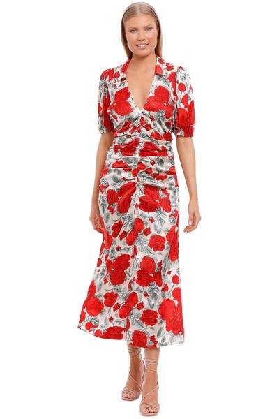GANNI Brazilian Sand Silk Satin Floral Maxi Dress Races Size 6 AU Preloved