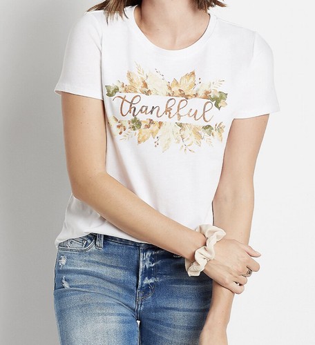 Maurices Womens 'Thankful' Leaves Image T-Shirt S, M, XL, XXL Sizes New - Picture 2 of 3