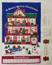 VTG 80s A Beary Merry XMas Advent Calendar w/ Bear Fabric Panel VIP Cranston OG