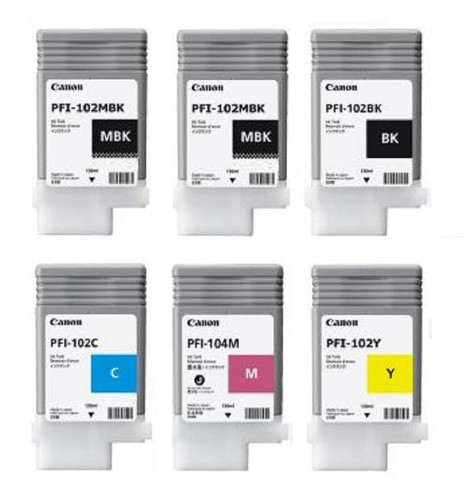 Original Tinte Canon iPF655 iPF750 iPF760 iPF765 / PFI-102 MBK BK C Y PFI-104M - Afbeelding 4 van 4
