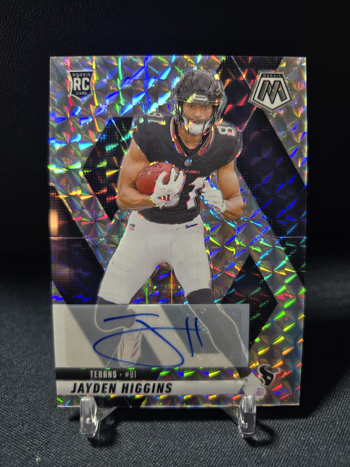 2025 Panini Mosaic Jayden Higgins RC Auto Mosaic #346 Texans