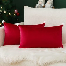 OTOSTAR Soft Velvet Christmas Decorative Throw Pillow Covers 12 X 20 Inches S...