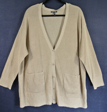 NEW Eileen Fisher V-Neck Long Sleeve Button Front Cardigan Sz 1X T3983
