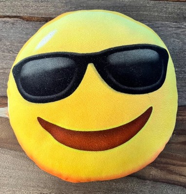 10'' Emoji Smiling with Sunglasses Round Emotico Stuffed Plush Pillow