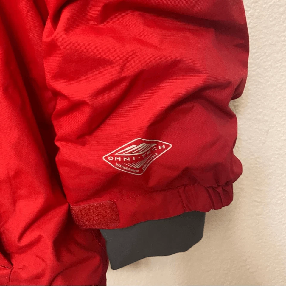 Columbia Rojo Invierno Anorak Polar Forrado Nylon Chaqueta con Capucha Abrigo Unisex XL 18/20 Foto 4 de 4
