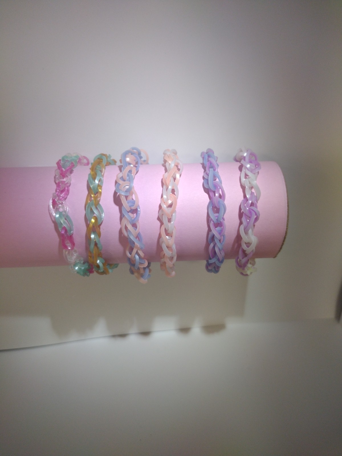 Pastel Loom Band Bracelets Set of 6 for Summer Beach Vibes