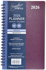 Signature 2026 Weekly & Monthly Planner Calendar, Jan-Dec,  5"x 8" in - Burgundy