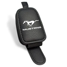 Ford Mustang Rectangle Black Leather Magnetic Sunglass Sun Visor Holder