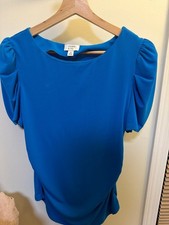 Crown & Ivy Blue Short Sleeve Blouse - Size M