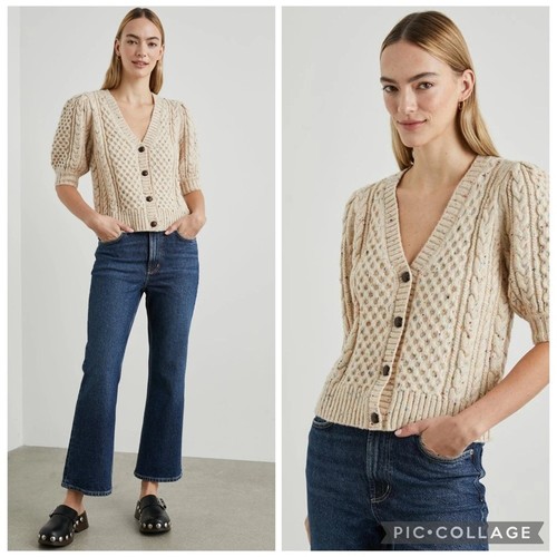 Rails Isla Confetti Cream Short Puff Sleeves Cardigan Sz Large MSRP$238