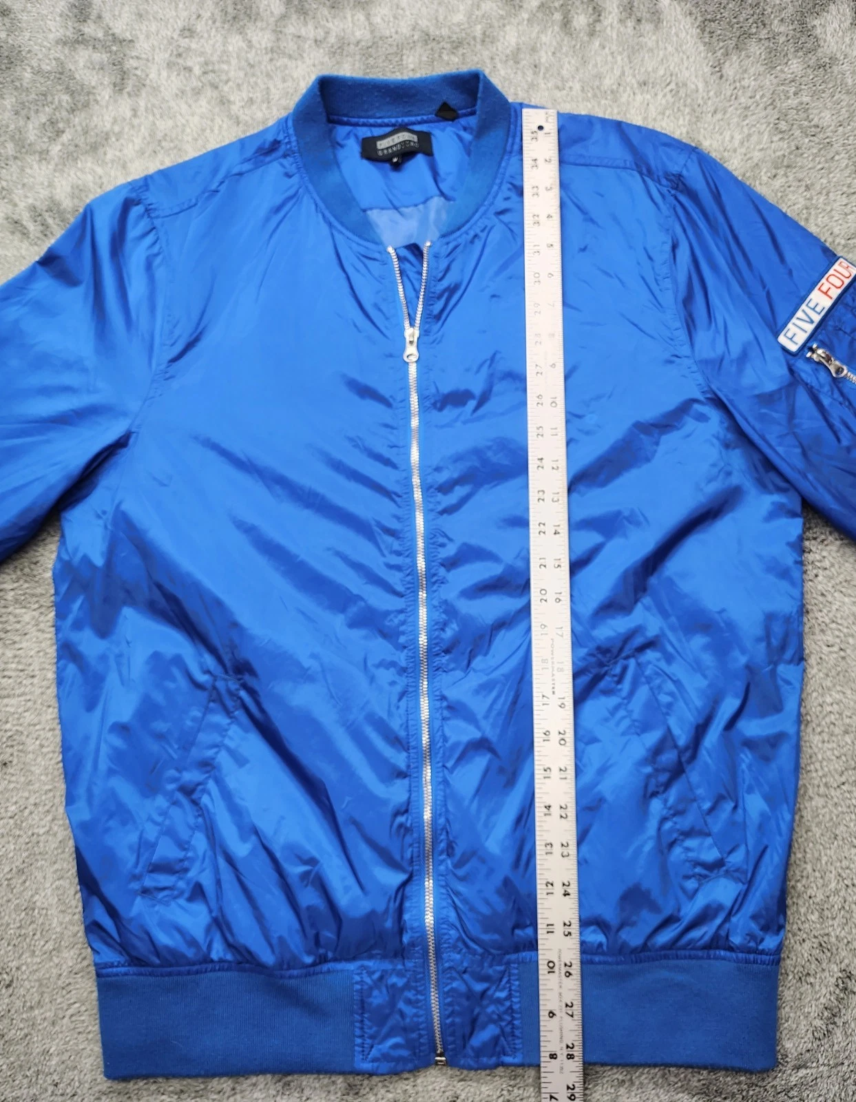 Five Four Grand AC Men’s Zip Up Bomber Flight Jacket Size M Royal Blue Air Force image 7