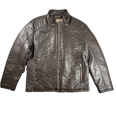Rainforest RFT Mens Brown Slim-Fit Viscose/PU Leather Jacket Size XL New NWT