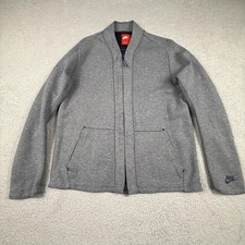 Nike Tech Fleece Jacket Men Medium Gray Sweatshirt Full Zip Athletic Casual READ