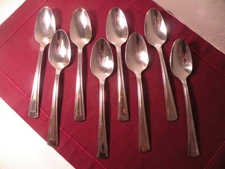 Set Of 8 Oneida Stainless CELLA Beveled Edge Oval Place Soup Spoons 7 1/8"