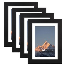 5x7 Picture Frame Set of 4, High Definition Real Glass, Display Pictures 4x6 ...
