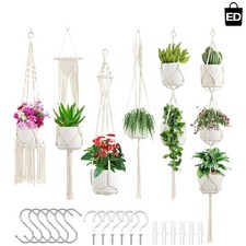 Unique Bohemian Macrame Hanging Planters Set - 6 Different Sizes Included