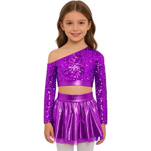 Kinder Mädchen Kostüm Disco Outfits Wettbewerb Tanzkleidung Hip Hop Set 2-teilig Jazz - Bild 27 von 61