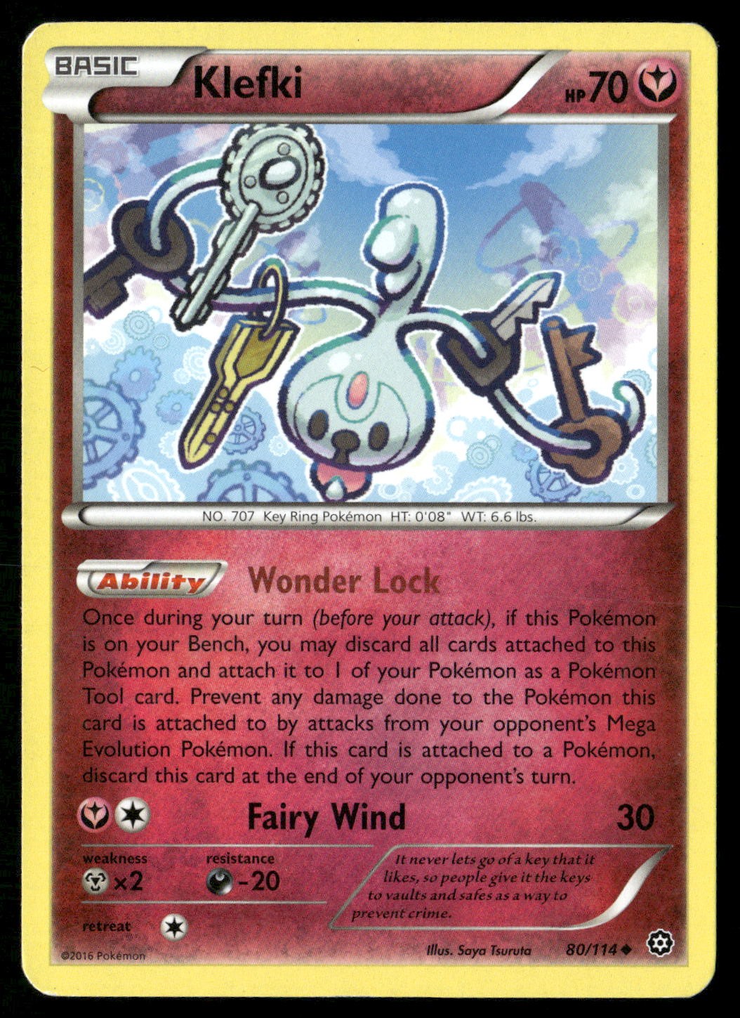Klefki 80/114 Uncommon Steam Siege Pokemon Moderately Played