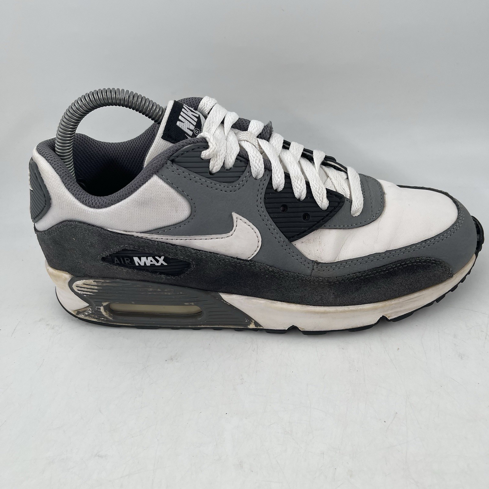 SAOLA Nike Unisex Kids Air Max 90 SZ 7 Youth Grey White Basketball Shoes Sneakers