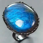Handmade 22 ct+ Natural Labradorite Ring 925 Sterling Silver Size 8 /R441528