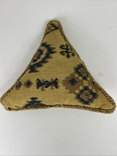 Small Triangle Designer Throw Pillow 12"x12"x12” Gold Black Accents  Unique!
