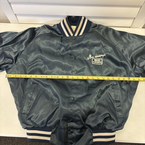 Vtg 80s Spuds Mackenzie Bud Light Beer Satin Nylon Navy Bluue Jacket Large 1987 - Picture 23 of 23