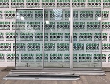 SLIDING ALUMINIUM PATIO DOORS EXTERNAL SILVER DOUBLE GLAZED 3 PANES GREY USED