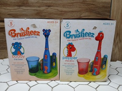 Two Brushees Kids Electronic Toothbrush Sets Buddy the Bear & Pepper The Dino 
