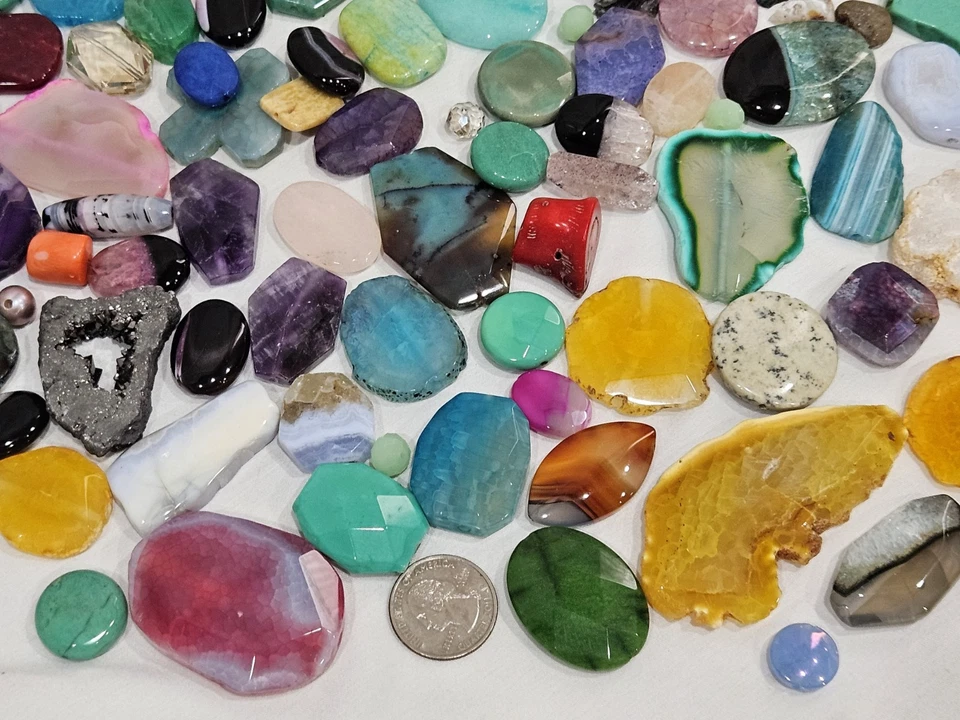 Huge 8 lb Lot Stones Gemstones Beads for Jewelry Making – Drilled  - Image 2 of 4